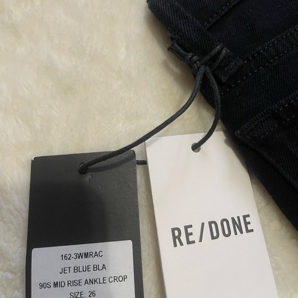 Re/done 90s Mid-Rise Ankle Crop Jeans Dark Jet Blue Black Size 26 - Picture 14 of 15